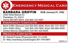 Custom Personalized Emergency Medical Card 2 sided ICE In case of emergency ID  picture