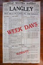 1946 GWR Railway Timetable Poster Langley picture