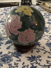 Floral Vintage Gazing Ball Sphere/ Ball With Wood Stand picture