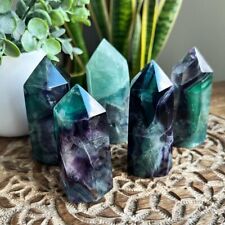 3 ~ 4'' Blue Purple Fluorite Point Obelisk Natural Crystal Tower Decoration picture