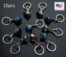 10 PCS Pack Lot - Piston Keychain Car Keyring Key Chain Neon Rainbow Big Gifts picture