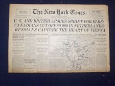1945 APRIL 10 NEW YORK TIMES - U.S. AND BRITISH ARMIES SPRINT FOR ELBE - NP 6691 picture