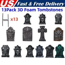 13Pack Large Halloween Decor 3D Foam Tombstones with Stakes Graveyard Headstone picture