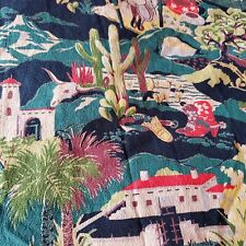 Rare Southwest Barkcloth Fabric by Spectrum Nubby 1950's Western Cactus Arizona  picture