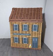 Vintage Wicker Rattan Toy Storage Box Basket Laundry Hamper Ballet School House picture