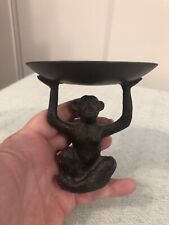 Vintage Bronze Monkey Figurine Candle Holder Stand 4”tall picture