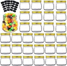 30-Pack 8 oz Mason Jars with Gold Lids and Chalkboard Labels - L8.3 picture