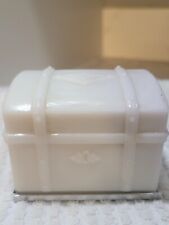 Antique Milk Glass Luggage Trunk Trinket Box Rare HTF Collectible  picture