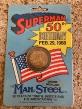 RARE 1988 Superman 50th Birthday Bronze Medallion by Cartoon Celebrities picture