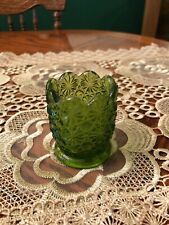 Vintage daisy and button green depression glass toothpick holder, mint picture