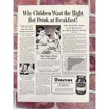 1951 Ovaltine - Boy Girl Children at Breakfast Table - Original Vtg PRINT AD picture