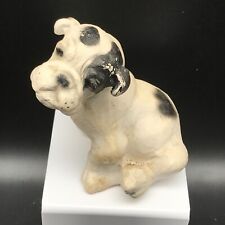 Vintage Jan Allan Chalkware Bulldog, White with Black Markings, Puppy Lovers Car picture