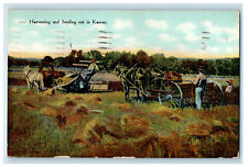 1939 Harvesting and Seeding Out In Kansas KS Posted Vintage Postcard picture