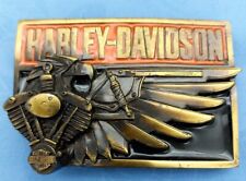 VTG 1989 HARLEY DAVIDSON ENGINE & WINGED SCREAMIN EAGLE BELT BUCKLE MADE IN USA picture