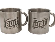 EAT RIDE SLEEP Marlboro Stainless Steel Mugs Lot of 2 Coffee Camping picture