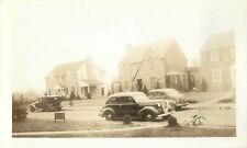 Snapshot B/W Photo Old Cars parked on Residential Street 2-3/4x4-1/2 picture