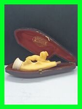 RARE 1800's Antique Meerschaum Pipe With Original Case ~ With Dog Carved On Top  picture