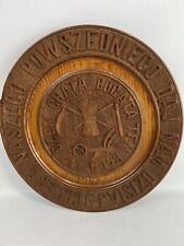 Antique 19th century Polish round wooden carving plate handmade RARE picture
