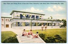 1958 KEN-LAKE HOTEL REAR VIEW DINING ROOM KENTUCKY STATE PARK LINEN POSTCARD picture
