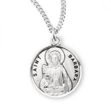 Unique Patron Saint Barbara Round Sterling Silver Medal Size 0.9in x 0.7in picture