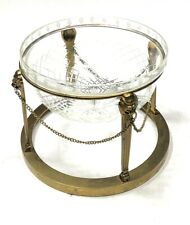  Vintage Stunning Pedestal Glass Bowl Stand Gold Claw Foot Chain Decor Luxe Home picture