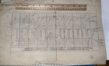 Vintage Outdoor Ad Sign Sample Sketch Hurley’s Red Roof Mathuen MA Massachusetts picture