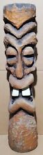 Vintage Hawaiian Hand Carved Wood Garden Tiki Party 24” Tropical Statue Figure picture