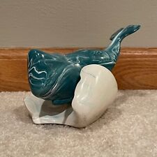 Vintage Cook Company 6.5” Ivory Whale & Ocean Wave Fine Art Sculpture USA RARE picture
