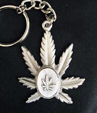 Pewter MARIJUANA Cannibus Weed Pot Leaf Silver Metal Keychain L picture