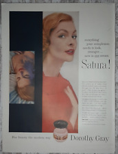 1956 Dorothy Gray Vintage Print Ad Satura Beauty Cream Lotion Estrogen Vitamin A picture