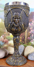 Ebros Goddess Valkyrie 7oz Resin Wine Goblet Chalice With Stainless Steel Liner picture