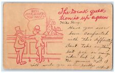 c1905 The Drunk Man Question Is Up Again Bar Irwin Iowa IA Antique Postcard picture