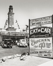 Vintage 1935 Hollywood CA Photo - Old Fast Food Restaurant Cars Americana Diner picture