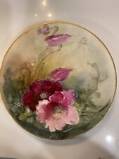 JPL Limoges France Hand Painted 9” Antique Plate Gold Edge. picture