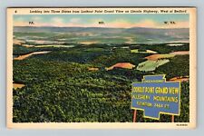 Bedford PA-Pennsylvania, Looking Into Three States, Lookout Point Linen Postcard picture