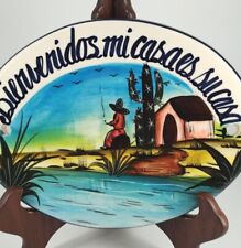 Mexico Talavera Pottery Welcome Sign Bienvenidos Mi Casa Wall Plaque RARE picture