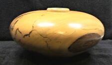 Beautiful Hand Carved Round Short Squatty Vase Magnolia Holly Walnut Mark Daynes picture