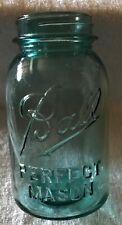 Vintage 1933-1962 Aqua Blue Ball Perfect Mason Quart Jar #1 picture