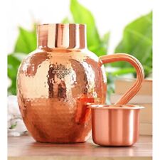 Indian Art Villa Pure Copper Hammered Surai Style Jug, Pitcher with a Bowl Style picture