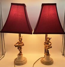 JB Hirsch Antique Art Deco Dancing Girl Boy Playing Accordion Lamps Marble Base picture