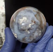 1pc Natural blue Cherry blossom agate Quartz Crystal sphere Healing gift picture