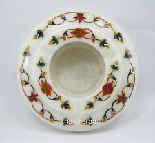 4.5 Inches Bar Accessories Multicolor Gemstone Inlay Work Round Marble Ash Tray picture