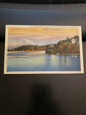 Vtg 1950's Lake Washington Boulevard Mount Rainer Seattle WA Linen Postcard picture