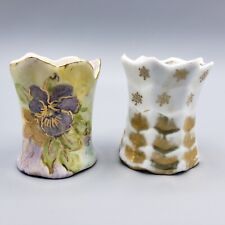 Vintage Hand Painted Porcelain Toothpick Holders Artisan QTY 2 OOK Pansy picture