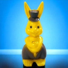 Vintage Plastic Bunny Rabbit Rosbro Lollipop Holder Sucker Hard Candy Easter Toy picture