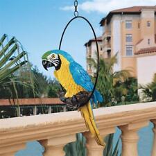 Medium Colorful Tropical Paradise Parrot Metal Hanging Ring Perch Bird Sculpture picture