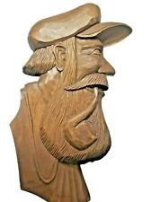 Large Solid Wood Handcarved Face Sailor Pipe Figure Signed by GEORGE BEAUREGARD picture