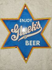 Vintage Gluek’s Beer Porcelain Sign 6 Star Sign Tavern Pub Bar Gas Oil Pabst USA picture