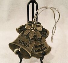  2003 Indiana Metal Craft Pewter Christmas Ornament  “Happy Holidays” Bells picture