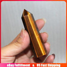 70-80mm Natural Tiger's Eye Rock Obelisk Quartz Crystal Point Wand Tower Healing picture
